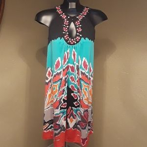 ICE Sleeveless Midi Dress, Bejeweled Neckline